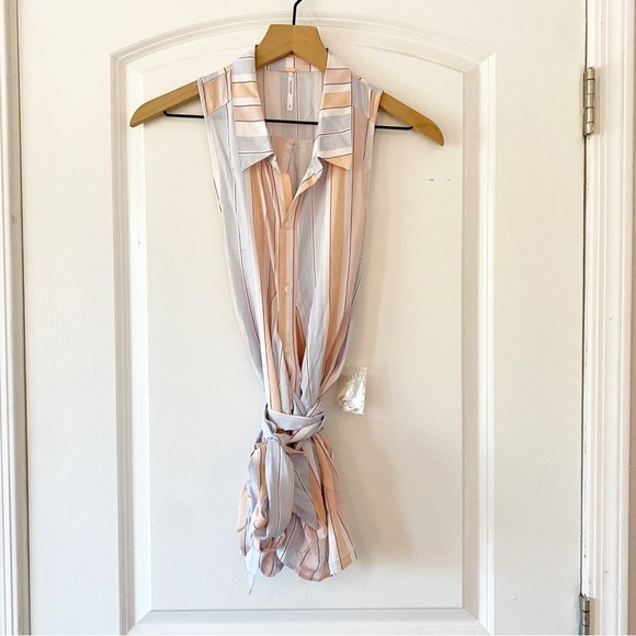 FREE PEOPLE MacKenzie Pastel Striped Wrap Blouse NWT - Picture 8 of 13